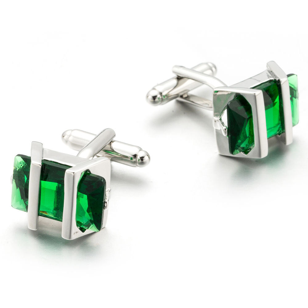 Green Crystal Copper Cufflinks