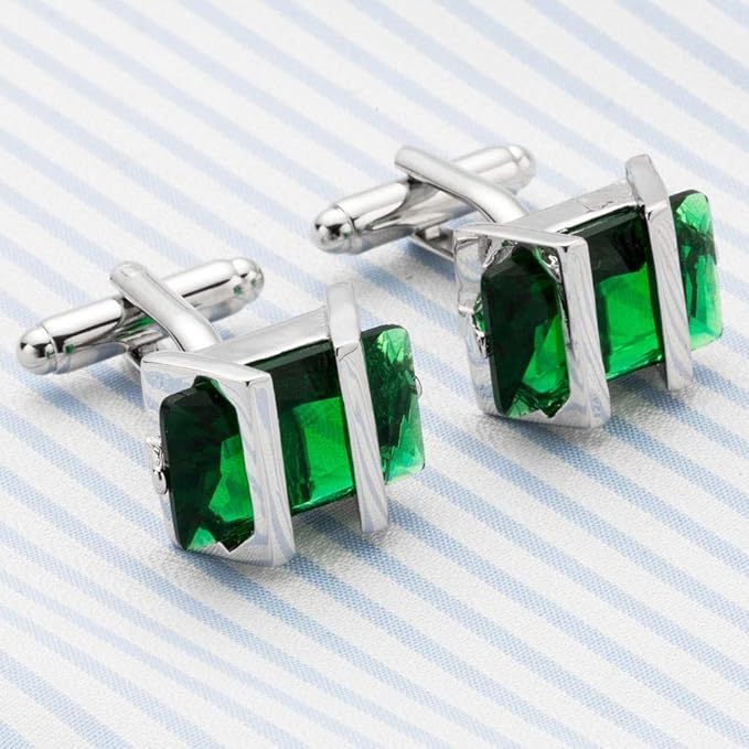 Green Crystal Copper Cufflinks