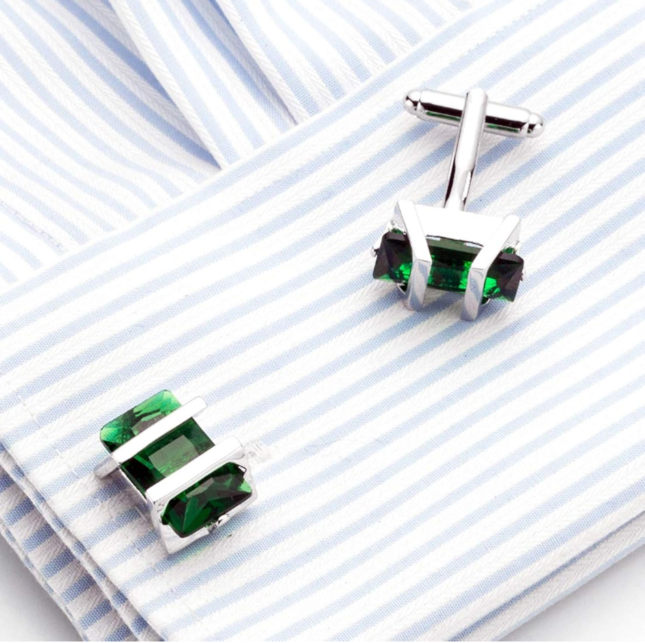 Green Crystal Copper Cufflinks